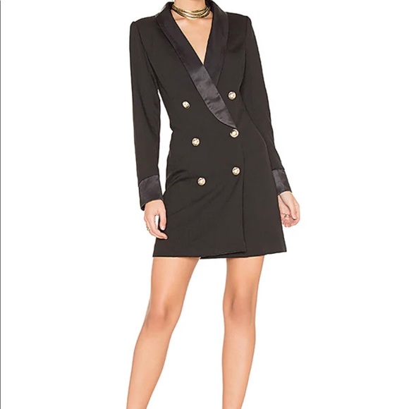 Lioness | Dresses | Black Blazer Dress With Gold Buttons | Poshmark